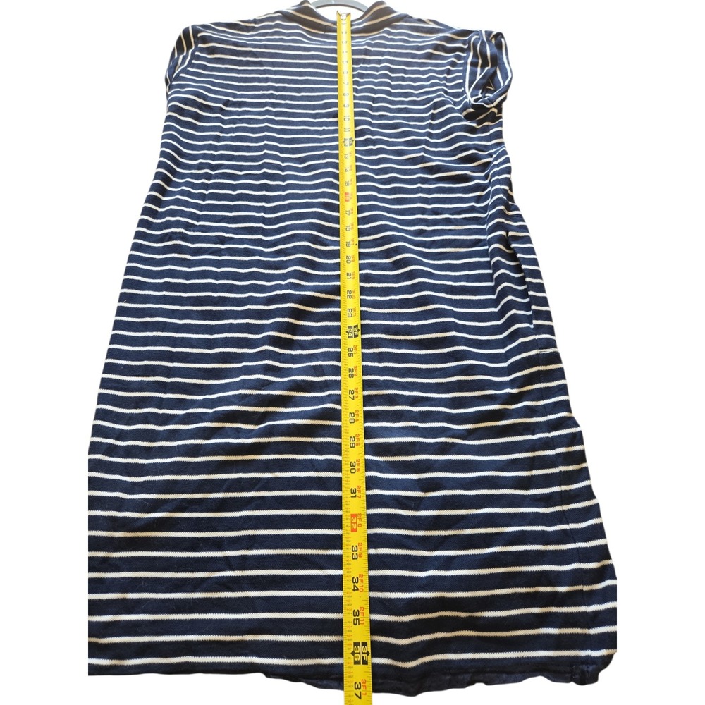 ATM Anthony Thomas Melillo Womens Navy Striped V-Neck Pima Cotton Shift Dress M - Picture 6 of 11